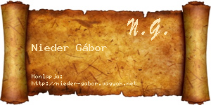 Nieder Gábor névjegykártya